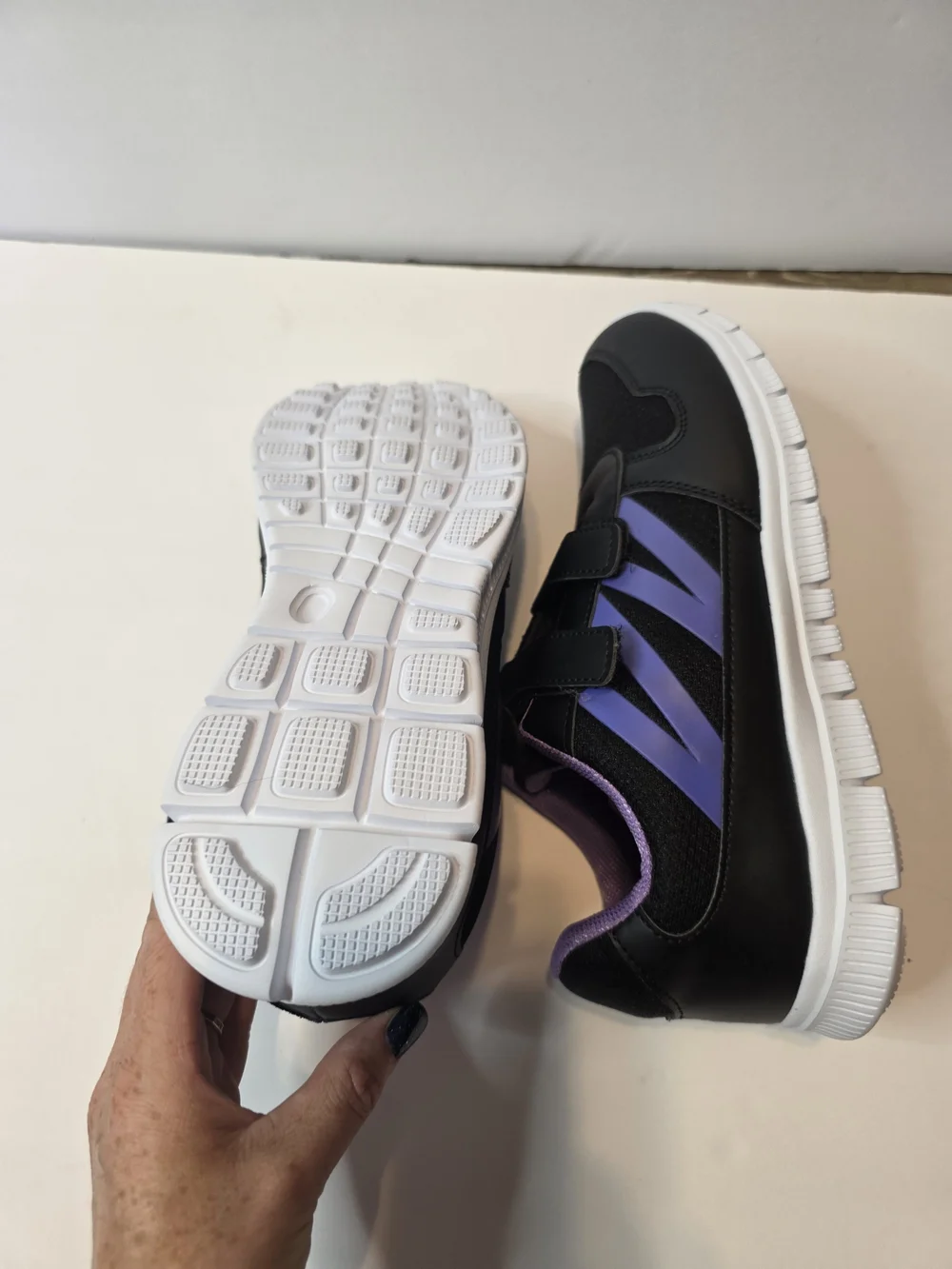 Amazon Kids Black and Purple Hook-and-Loop Sneakers